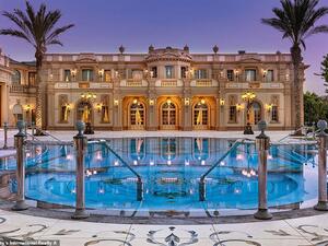 A stunning royal style residence inspired by Baroque and Rococo architecture overlooking the Mediterranean Sea in prestigious Caesarea. The property's outdoor pool is pictured above. (Sotheby's International Realty A