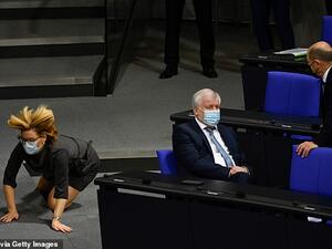 Julia Klockner, 47, also lost her glasses during the tumble which she said may have been triggered from her glasses fogging up while wearing a face mask. (AFP/File)