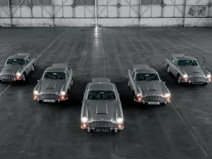 Aston Martin Db5 Goldfinger Continuation Cars Gather for Historic Photo Shoot