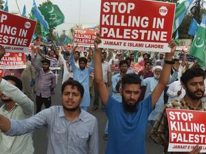 Protest against Israel in Karachi, Pakistan on 17 May 2018 [ARIF ALI/AFP/Getty Images]