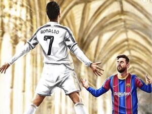 ميسي يركع لرونالدو في الصورة التي نشرتها آفييرو ميسي يركع لرونالدو في الصورة التي نشرتها آفييرو