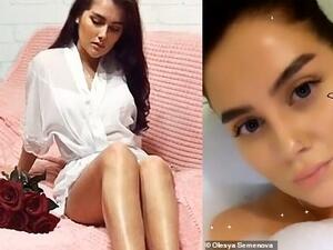 Olesya Semenova (pictured left and right), 24, was found by her flatmate at their home in Russian city Arkhangelsk. (Olesya Semenova)