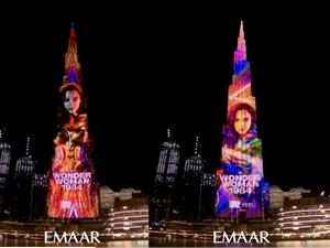 Dubai’s Burj Khalifa lit up last night in celebration of the release of Wonder Woman 1984. (Video Screenshots/Twitter)