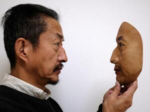 The 300,000-yen ($2,650) masks, made of resin and plastic by five employees at REAL-f Co., attempt to accurately duplicate an individual's face down to fine wrinkles and skin texture (Twitter)