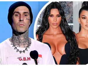 كيم كارداشيان وكورتني كارداشيان وترافيس باركير