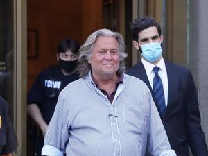 In this file photo taken on August 20, 2020 US President Donald Trump's former Chief Strategist Stephen Bannon exits Manhattan Federal Court following his arraignment on fraud charges over allegations that he used money from his group "We Build The Wall" on personal expenses in New York. (AFP)