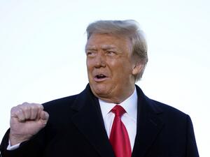 In this file photo former US President Donald Trump speaks before boarding Air Force One at Joint Base Andrews in Maryland on January 20, 2021. Republican lawmakers demonstrated on January 24, 2021 that Democrats will have a fight on their hands to convict Donald Trump when the Senate next month opens its first-ever impeachment trial of a former president. Speaker Nancy Pelosi is expected on Monday to send senators a single article of impeachment passed in the House of Representatives that blames Trump for 