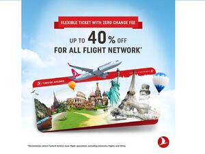 الخطُــوط الجويّـة التركيّــة تطـلق حملـة خصومـات تصل إلى 40% على رحلاتهــا الدوليّـة 