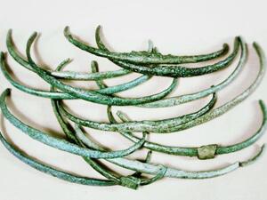 Bronze ribs, pictured, as well as rings, axe blades and other objects, suggest people in Central Europe were using standardized currency at the end of the Early Bronze Age. Photo by M.H.G. Kuijpers