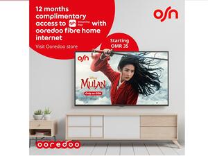 Ooredoo تتيح لعملاء خدمة فايبر الإنترنت المنزلي الاستمتاع بتجارب ترفيهية متنوعة عبر مكافأتهم باشتراك في تطبيق OSN Streaming