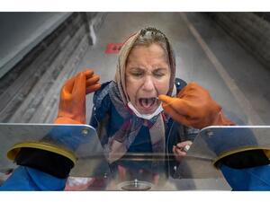 Here is the first place where patients came if they have covid symptoms. The moment of Covid 19 testing. For testing, samples are taken from throat and nose by healthcare professionals located in a closed glass place in Turkey. (Instagram)