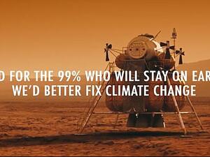  'And for the 99% who will stay on Earth we'd better fix climate change,' reads the last scene of the video. (Video Screenshot)