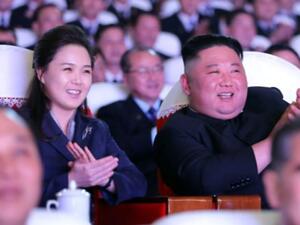 State media showed Ri Sol Ju attending a concert celebrating Kim Jong Il's birthday (Twitter)