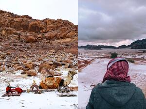 people celebrating the snowfall. (Twitter)
