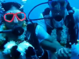 Chennai couple take wedding vows 60 feet underwater. (YouTube)