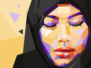 Illustration of a muslim woman with closed eyes in facets style (Shutterstock)