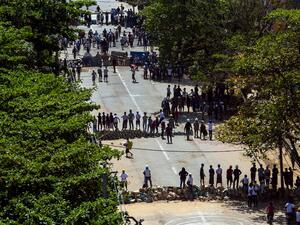 Protesters in Myanmar's Yangon 