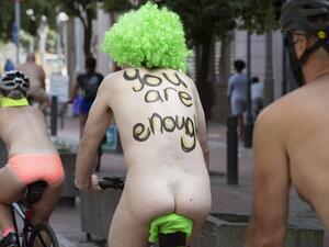 Naked cyclists in Cape Town