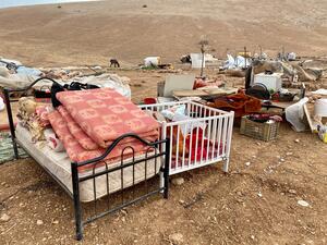 Some of the belongings of the Palestinian villagers of Humsa