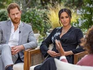 The couple told Winfrey that racism played "a large part" in why they decided to move to California. Harry, Meghan Markle, Oprah First Interview