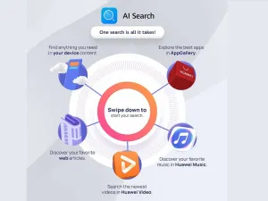 Swipe Down To Find More With the Huawei Assistant·Today AI Search Tool