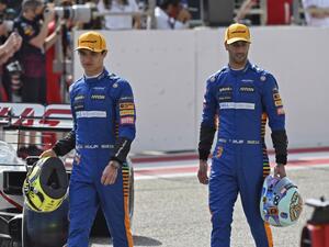 Ricciardo and Norris had their first taste of McLaren’s new car at BIC earlier this month (Photo: AFP)