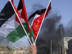 The Palestinian flag rides high 