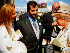 Queen Elizabeth with Dubai ruler Sheikh Mohammed bin Rashid al-Maktoum and his ex-wife, Princess Haya of Jordan