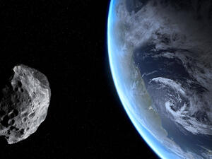 Blue Earth and asteroid.