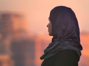 Close up portrait of young female in hijab 