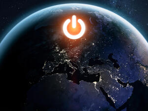 Planet Earth and the electric power button