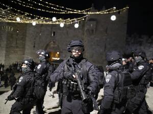 Israeli security forces gather outside Jerusalem's Old City 