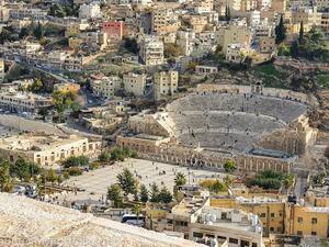 A view of the Roman Theater in downtown Amman