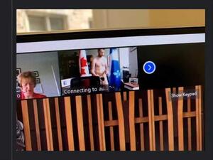 William Amos Liberal MP for Pontiac (Québec) naked on parliamentary video call.