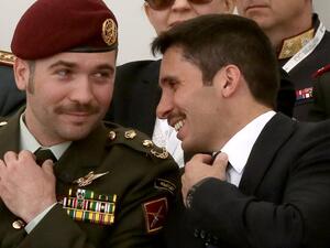 Jordan's Prince Hamzah bin al-Hussein (R) and Prince Hashem bin al-Hussein 