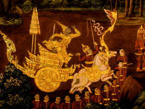 Art wall on the myth of Ramayana story