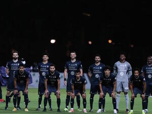 Al-Ahli, above, and Al-Hilal meet tomorrow night at the Prince Faisal bin Fahad stadium in Riyadh with spectators present for the first time in many months. (Photo: @ALAHLI_FC)