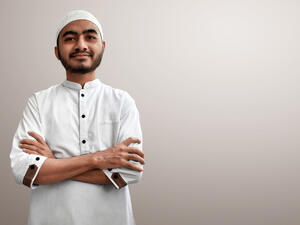 Muslim man smiling