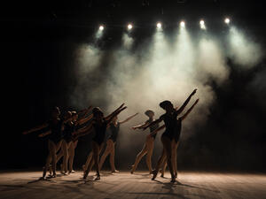 Ballet class on the stage 