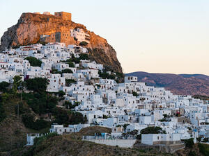 Distant view of Skyros town or Chora
