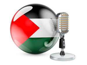 Retro microphone with Palestinian flag