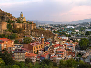 Skyline of Tbilisi and Narikala Castle, Tbilisi, Georgia
