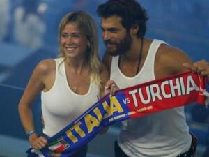 Couple Goals! Can Yaman and Diletta Leotta Watch Turkey Vs. Italy Match Live in the Stadium.. Video