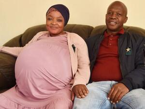 The decuplet birth was revealed late Monday by Sithole's husband Tebogo Tsotetsi (right), who claimed she had given birth to seven boys and three girls