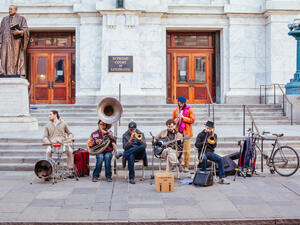  Local jazz band performs in the streets 