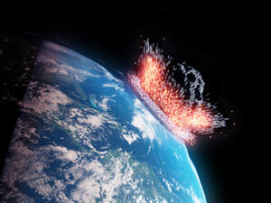  illustration of an asteroid impacts earth  
