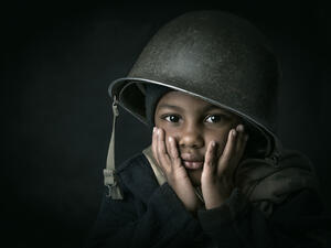 Young boy soldier portrait