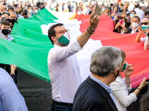 Matteo Salvini during a center-right with the Brothers of Italy