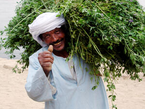 :Nubian man smiling with his thumbs