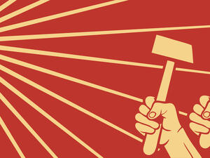 Soviet red propaganda poster of the Cold War